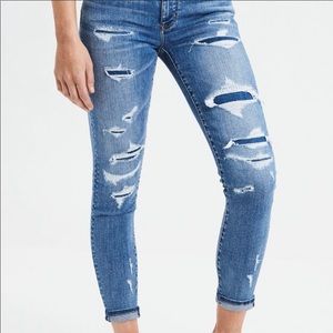American Eagle Patched High Waisted Cropped Jeggings Size 4 Regular Length